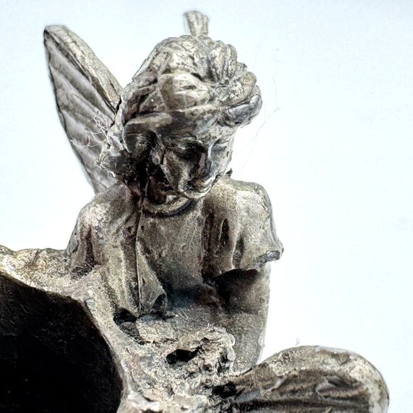 Candlestick Holder Pewter Fairies Set of 2 Butterflies Flowers Vintage Taiwan - Picture 12 of 12